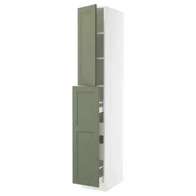 Ikea Sektion / Maximera Hc With Pull-open Func 4 Drawer/1 Door/ 2 Shelves, White/axstad Gray-green, 15x24