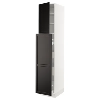Ikea Sektion / Maximera Hc With Pull-open Func 4 Drawer/1 Door/ 2 Shelves, White/lerhyttan Black Stained,