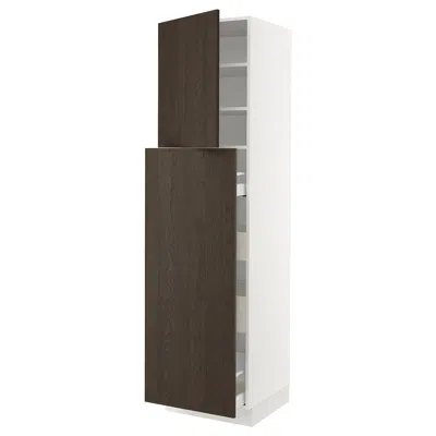 Ikea Sektion / Maximera Hc With Pull-open Func 4 Drawer/1 Door/ 2 Shelves, White/sinarp Brown, 24x24x90 "