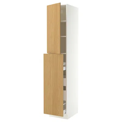 Ikea Sektion / Maximera Hc With Pull-open Func 4 Drawer/1 Door/ 2 Shelves, White/sinarp Oak Veneer, 18x24