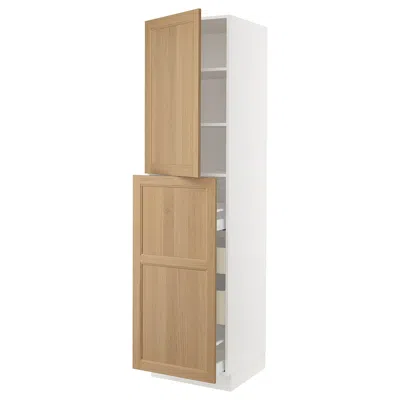 Ikea Sektion / Maximera Hc With Pull-open Func 4 Drawer/1 Door/ 2 Shelves, White/vedhamn Oak, 24x24x90 "
