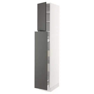 Ikea Sektion / Maximera Hc With Pull-open Func 4 Drawer/1 Door/ 2 Shelves, White/voxtorp Dark Gray, 15x24