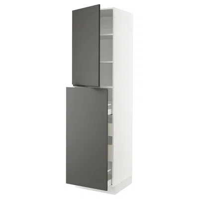 Ikea Sektion / Maximera Hc With Pull-open Func 4 Drawer/1 Door/ 2 Shelves, White/voxtorp Dark Gray, 24x24