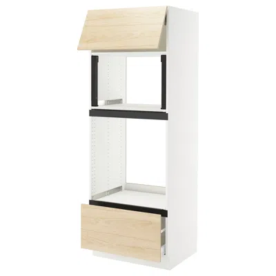 Ikea Sektion / Maximera High Cabinet For Micro/oven+drawer/door, White/askersund Light Ash Effect, 30x24x