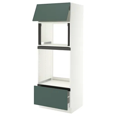 Ikea Sektion / Maximera High Cabinet For Micro/oven+drawer/door, White/aspudden Dark Gray-green, 30x24x80