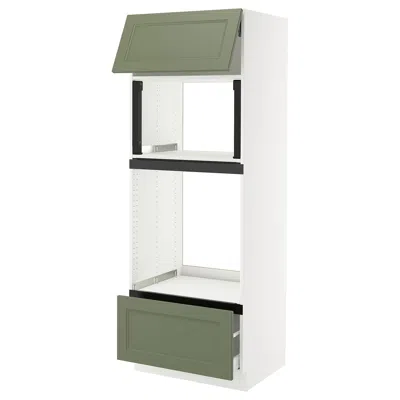 Ikea Sektion / Maximera High Cabinet For Micro/oven+drawer/door, White/axstad Gray-green, 30x24x80 "