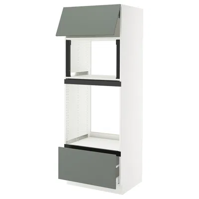 Ikea Sektion / Maximera High Cabinet For Micro/oven+drawer/door, White/nickebo Matte Grey-green, 30x24x80
