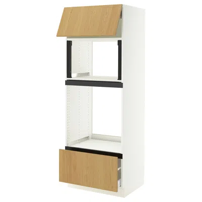 Ikea Sektion / Maximera High Cabinet For Micro/oven+drawer/door, White/sinarp Oak Veneer, 30x24x80 "