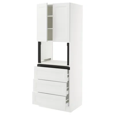 Ikea Sektion / Maximera High Cabinet For Microwave With 3 Drawers/2 Doors, White/axstad Matte White, 30x2