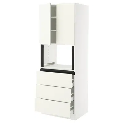 Ikea Sektion / Maximera High Cabinet For Microwave With 3 Drawers/2 Doors, White/vallstena White, 30x24x8