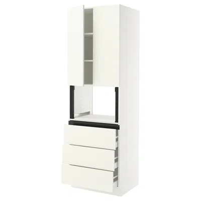Ikea Sektion / Maximera High Cabinet For Microwave With 3 Drawers/2 Doors, White/vallstena White, 30x24x9