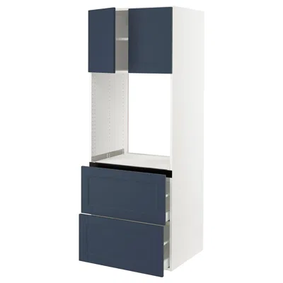 Ikea Sektion / Maximera High Cabinet For Oven+2 Drawers/2 Doors, White Axstad/matte Blue, 30x24x80 "