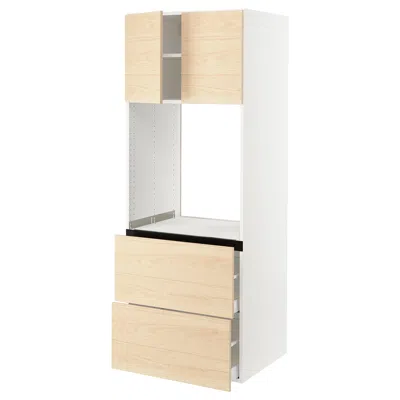 Ikea Sektion / Maximera High Cabinet For Oven+2 Drawers/2 Doors, White/askersund Light Ash Effect, 30x24x