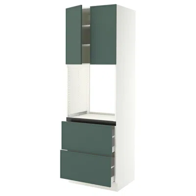 Ikea Sektion / Maximera High Cabinet For Oven+2 Drawers/2 Doors, White/aspudden Dark Gray-green, 30x24x90