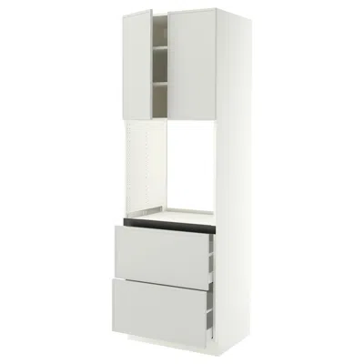Ikea Sektion / Maximera High Cabinet For Oven+2 Drawers/2 Doors, White/aspudden Light Gray, 30x24x90 "