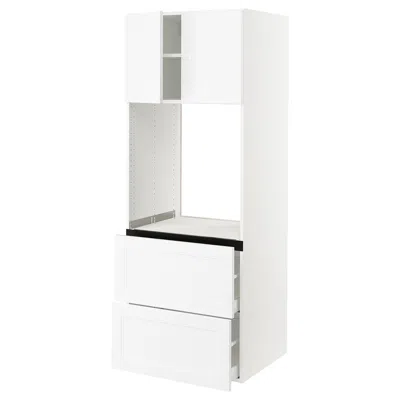 Ikea Sektion / Maximera High Cabinet For Oven+2 Drawers/2 Doors, White/axstad Matte White, 30x24x80 "
