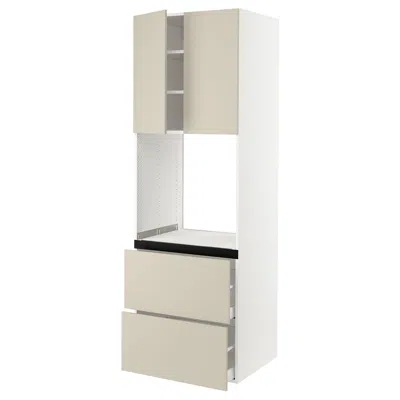 Ikea Sektion / Maximera High Cabinet For Oven+2 Drawers/2 Doors, White/havstorp Beige, 30x24x90 "