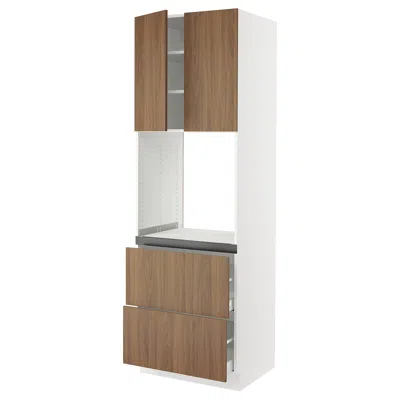 Ikea Sektion / Maximera High Cabinet For Oven+2 Drawers/2 Doors, White/tistorp Brown Walnut Effect, 30x24