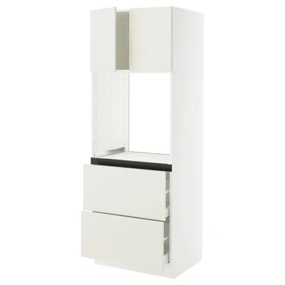 Ikea Sektion / Maximera High Cabinet For Oven+2 Drawers/2 Doors, White/veddinge White, 30x24x80 "