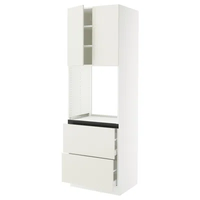 Ikea Sektion / Maximera High Cabinet For Oven+2 Drawers/2 Doors, White/veddinge White, 30x24x90 "