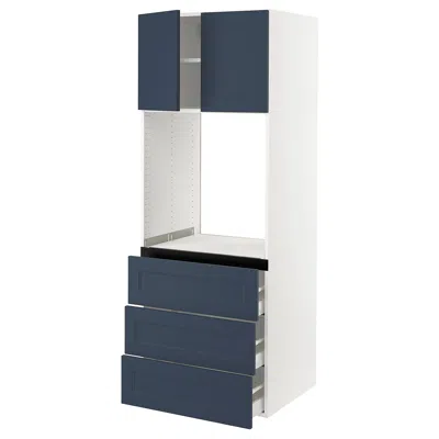 Ikea Sektion / Maximera High Cabinet For Oven With 3 Drawers/2 Doors, White Axstad/matte Blue, 30x24x80 "