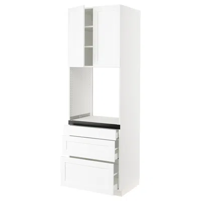 Ikea Sektion / Maximera High Cabinet For Oven With 3 Drawers/2 Doors, White Enköping/white Wood Effect, 3