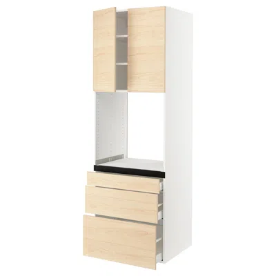 Ikea Sektion / Maximera High Cabinet For Oven With 3 Drawers/2 Doors, White/askersund Light Ash Effect, 3