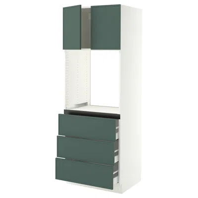 Ikea Sektion / Maximera High Cabinet For Oven With 3 Drawers/2 Doors, White/aspudden Dark Gray-green, 30x