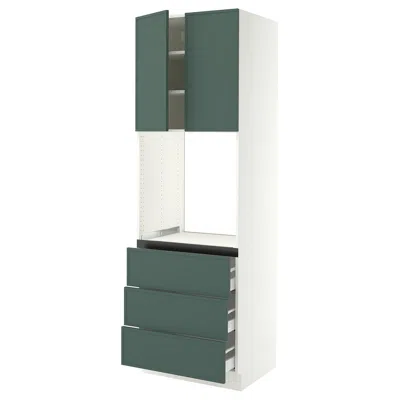 Ikea Sektion / Maximera High Cabinet For Oven With 3 Drawers/2 Doors, White/aspudden Dark Gray-green, 30x