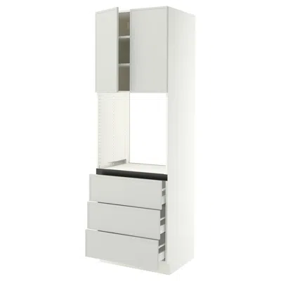 Ikea Sektion / Maximera High Cabinet For Oven With 3 Drawers/2 Doors, White/aspudden Light Gray, 30x24x90