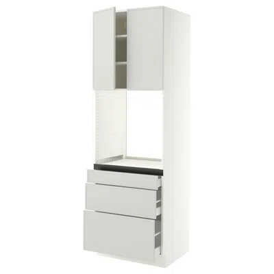 Ikea Sektion / Maximera High Cabinet For Oven With 3 Drawers/2 Doors, White/aspudden Light Gray, 30x24x90