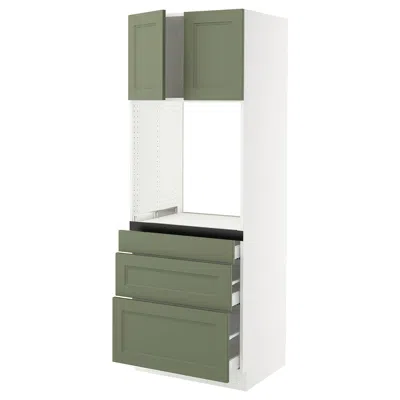 Ikea Sektion / Maximera High Cabinet For Oven With 3 Drawers/2 Doors, White/axstad Gray-green, 30x24x80 "
