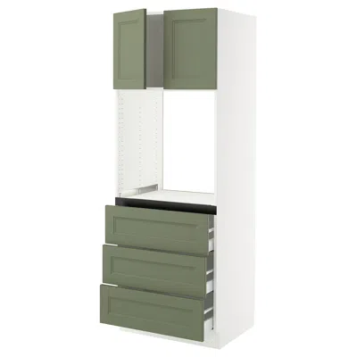 Ikea Sektion / Maximera High Cabinet For Oven With 3 Drawers/2 Doors, White/axstad Gray-green, 30x24x80 "