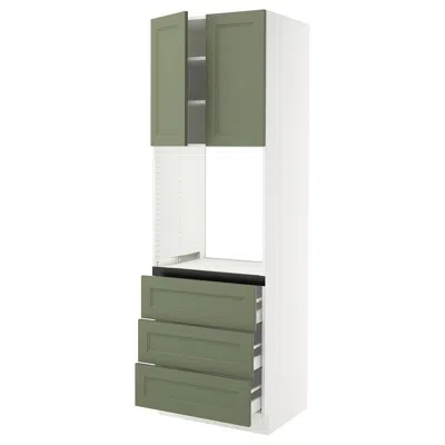 Ikea Sektion / Maximera High Cabinet For Oven With 3 Drawers/2 Doors, White/axstad Gray-green, 30x24x90 "