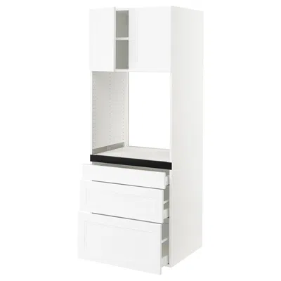 Ikea Sektion / Maximera High Cabinet For Oven With 3 Drawers/2 Doors, White/axstad Matte White, 30x24x80 