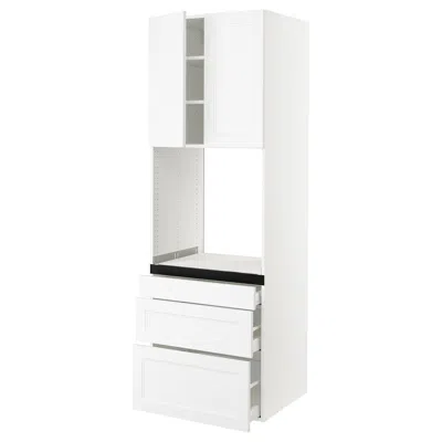 Ikea Sektion / Maximera High Cabinet For Oven With 3 Drawers/2 Doors, White/axstad Matte White, 30x24x90 