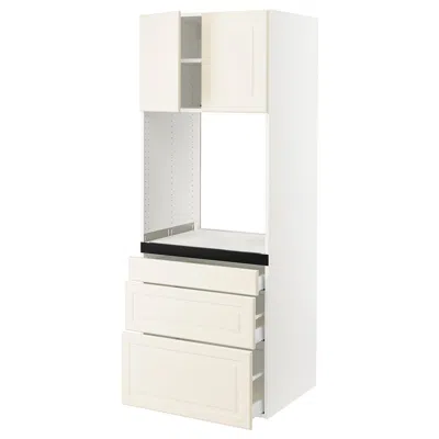 Ikea Sektion / Maximera High Cabinet For Oven With 3 Drawers/2 Doors, White/bodbyn Off-white, 30x24x80 "