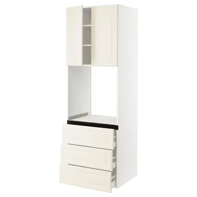 Ikea Sektion / Maximera High Cabinet For Oven With 3 Drawers/2 Doors, White/bodbyn Off-white, 30x24x90 "
