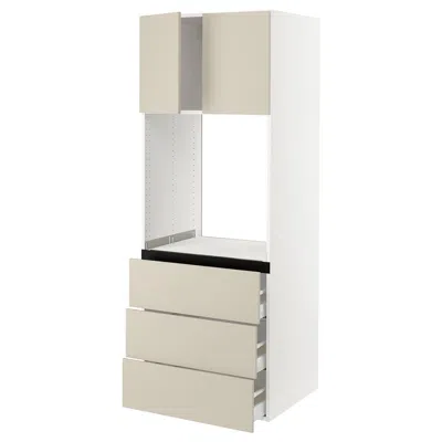 Ikea Sektion / Maximera High Cabinet For Oven With 3 Drawers/2 Doors, White/havstorp Beige, 30x24x80 "