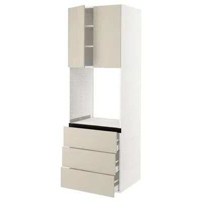 Ikea Sektion / Maximera High Cabinet For Oven With 3 Drawers/2 Doors, White/havstorp Beige, 30x24x90 "