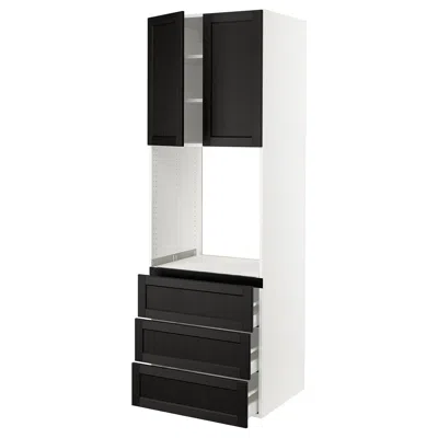 Ikea Sektion / Maximera High Cabinet For Oven With 3 Drawers/2 Doors, White/lerhyttan Black Stained, 30x2
