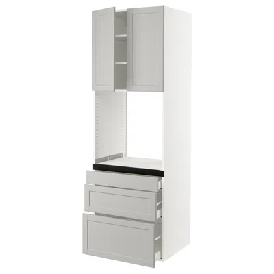 Ikea Sektion / Maximera High Cabinet For Oven With 3 Drawers/2 Doors, White/lerhyttan Light Gray, 30x24x9