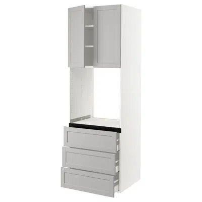 Ikea Sektion / Maximera High Cabinet For Oven With 3 Drawers/2 Doors, White/lerhyttan Light Gray, 30x24x9