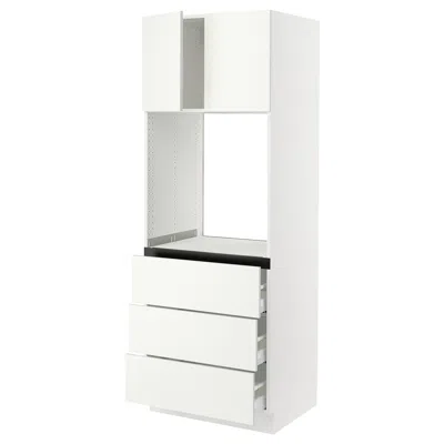 Ikea Sektion / Maximera High Cabinet For Oven With 3 Drawers/2 Doors, White/vallstena White, 30x24x80 "