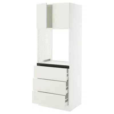 Ikea Sektion / Maximera High Cabinet For Oven With 3 Drawers/2 Doors, White/veddinge White, 30x24x80 "