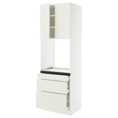 Ikea Sektion / Maximera High Cabinet For Oven With 3 Drawers/2 Doors, White/veddinge White, 30x24x90 "