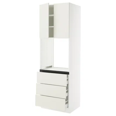 Ikea Sektion / Maximera High Cabinet For Oven With 3 Drawers/2 Doors, White/veddinge White, 30x24x90 "