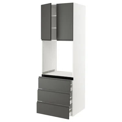 Ikea Sektion / Maximera High Cabinet For Oven With 3 Drawers/2 Doors, White/voxtorp Dark Gray, 30x24x90 "