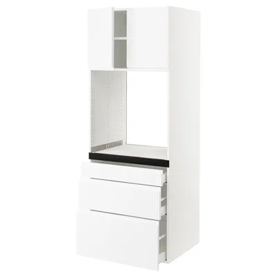 Ikea Sektion / Maximera High Cabinet For Oven With 3 Drawers/2 Doors, White/voxtorp Matte White, 30x24x80