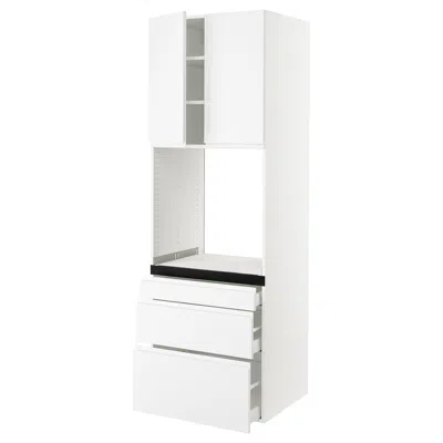Ikea Sektion / Maximera High Cabinet For Oven With 3 Drawers/2 Doors, White/voxtorp Matte White, 30x24x90